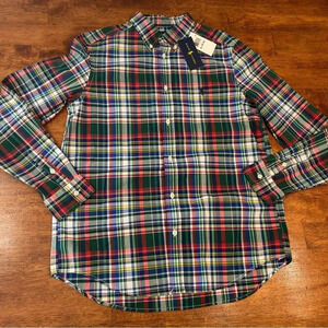 NWT Ralph Lauren button down red green blue plaid shirt size XL 18-20